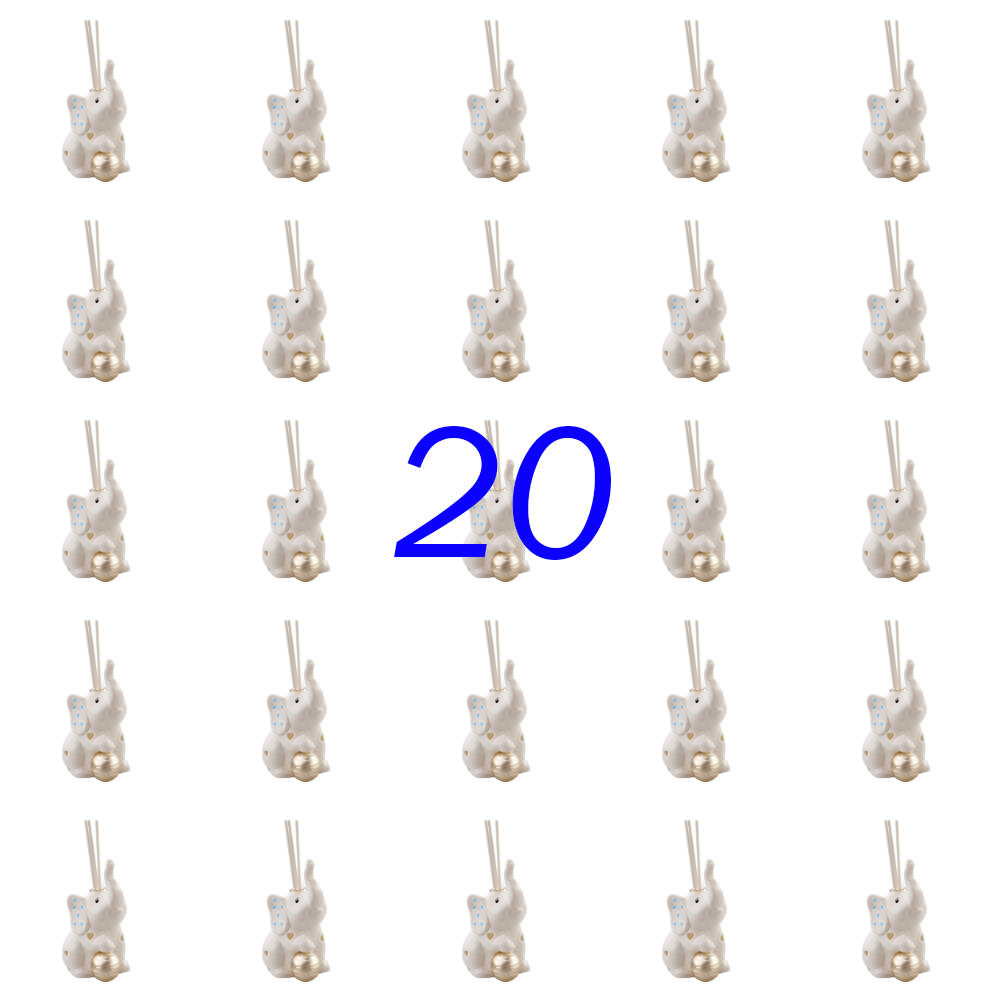 Set Profumatore Elefante Sollevato Azzurro c/LED Set 20