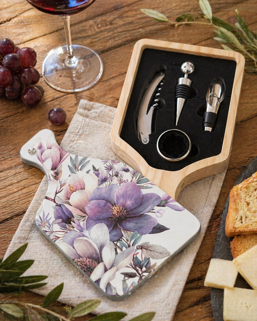 Set vino flowers violet
