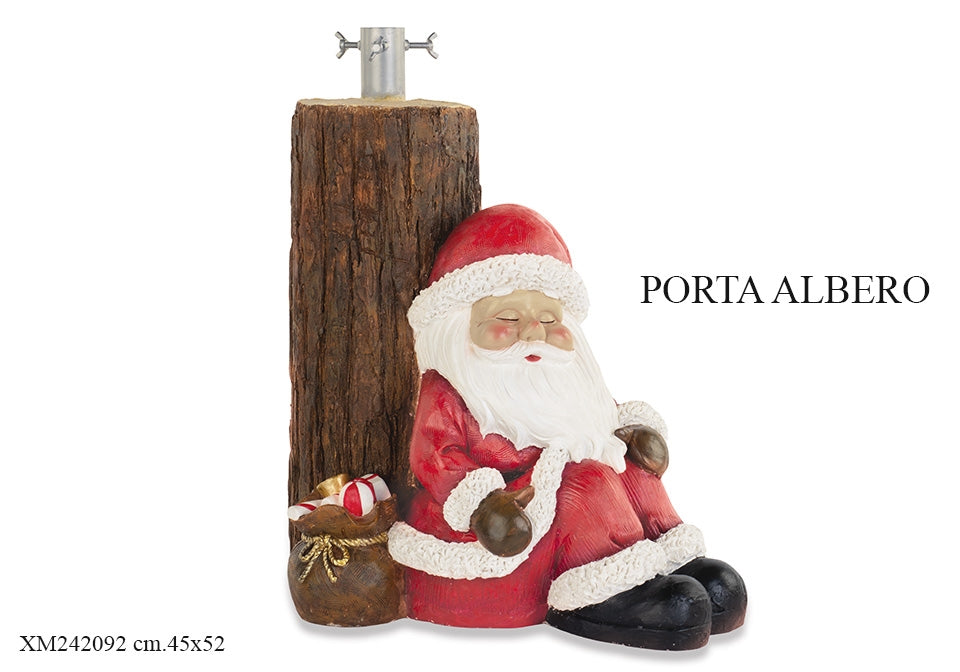 Babbo Natale base albero resina tono su tono