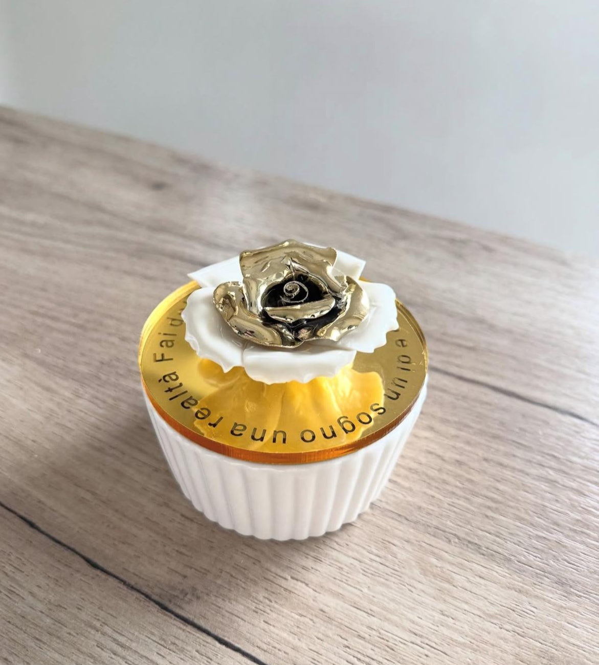 Set Porta Candela Fiore Oro - Medio