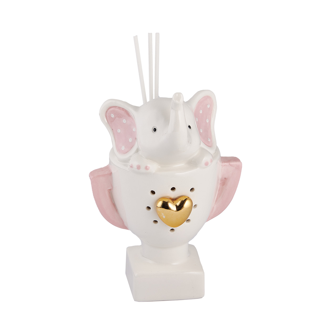 Set Profumatore Elefante Coppa Rosa c/LED