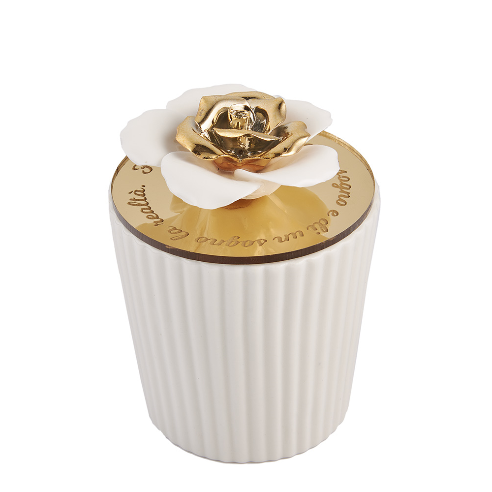 Set Porta Candela Fiore Oro - Grande