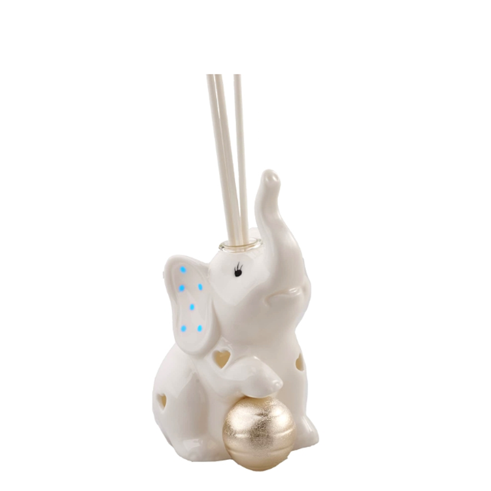 Set Profumatore Elefante Sollevato Azzurro c/LED
