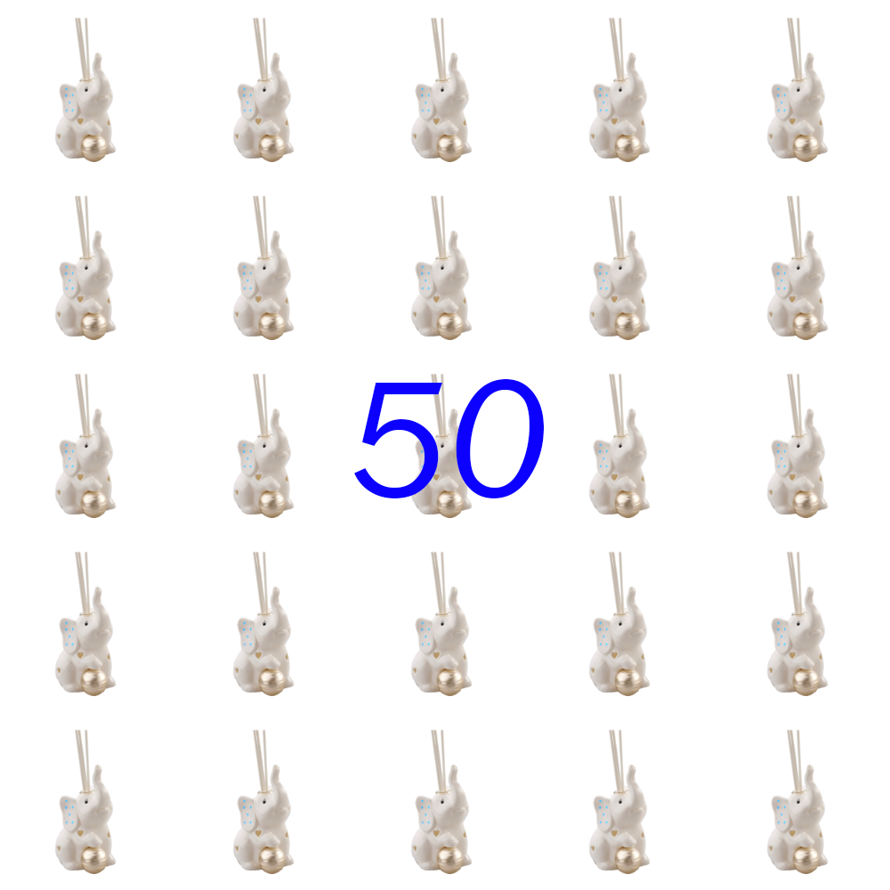 Set Profumatore Elefante Sollevato Azzurro c/LED Set 50